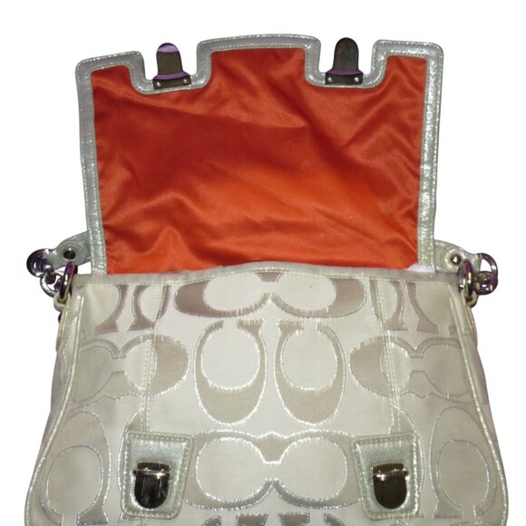 Coach  2011 Poppy Signature C Metallic Canvas & Leather Messenger Flap Satchel - Picture 6 of 15